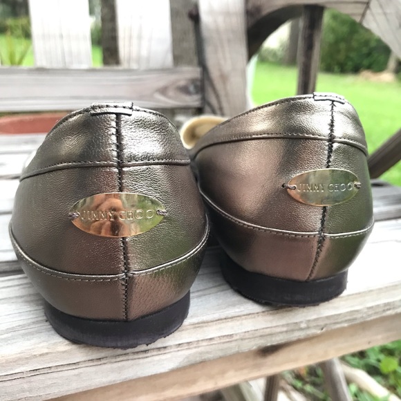 Authentic Jimmy Choo Bronze Flats With Square Toe - Picture 5 of 6